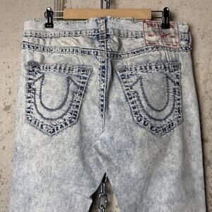 True Religion Ricky Relaxed Straight Fit Super T Acid Wash 36" Y2K Jeans
